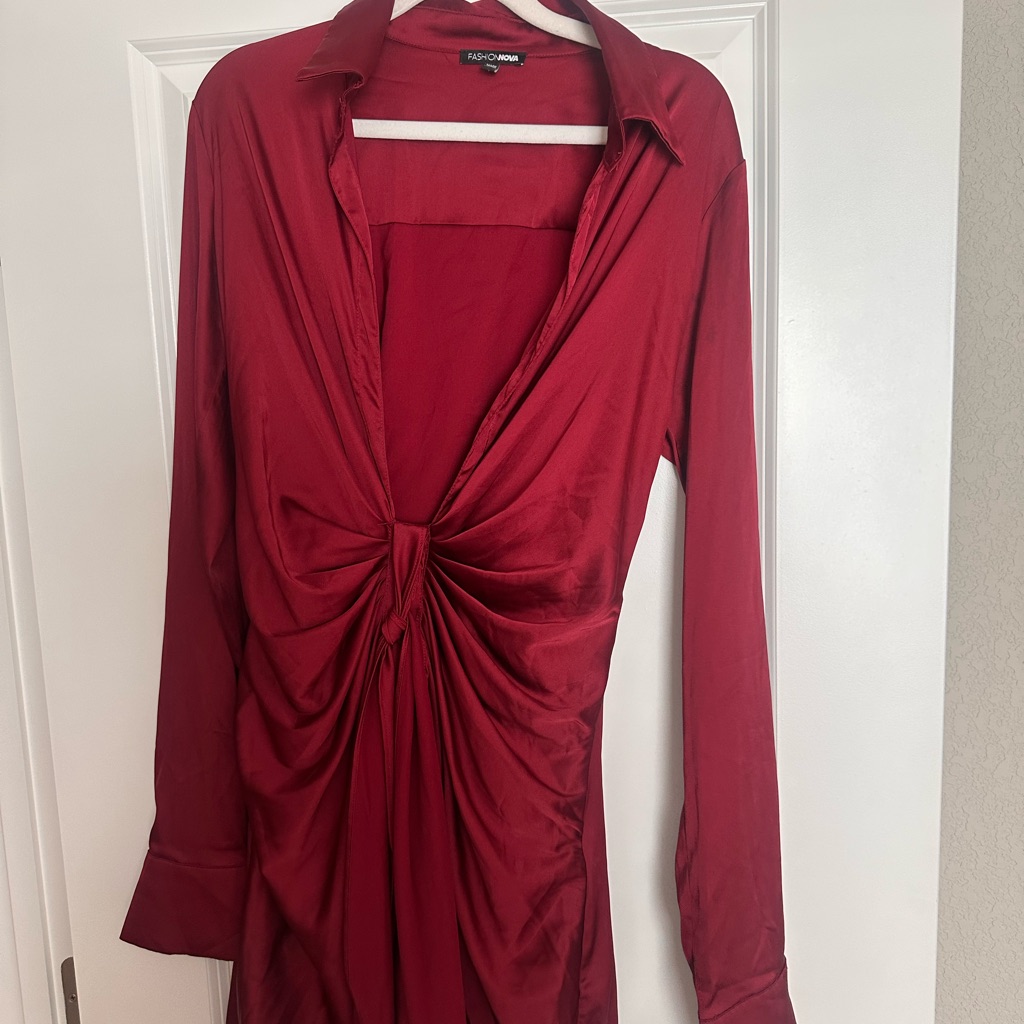 Fashion Nova Red Long Sleeve Dress
